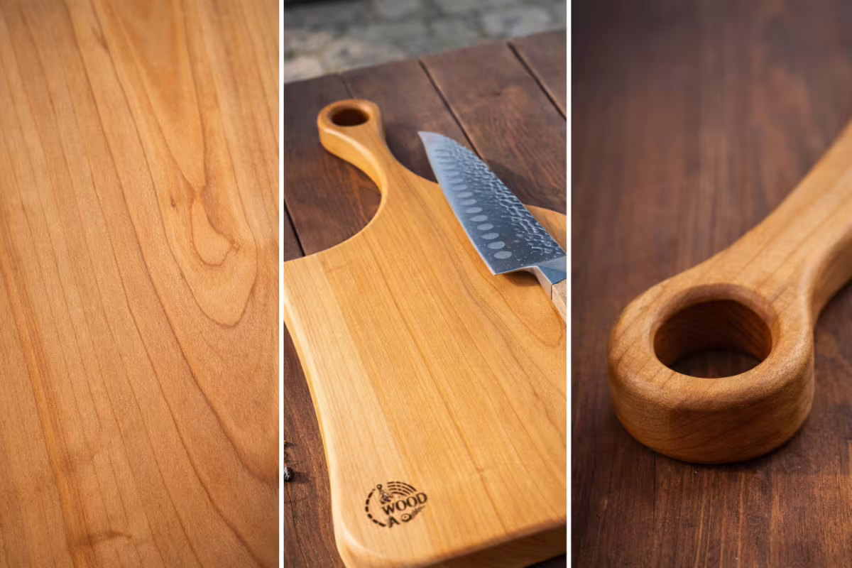 Servírovací prkénko z třešňového masivu „Sněhová bouře“ | rodokmen stromu